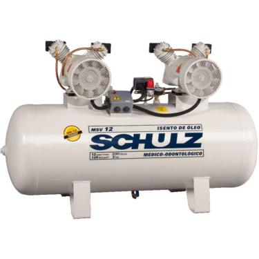 Imagem de Compressor Schulz Msv 12 200 Litros 120 Libras 2 Cv 220v Monofásico Isento De óleo