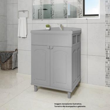 Imagem de Gabinete Para Banheiro Com Lavatório Clássica Sem Torneira Cinza
