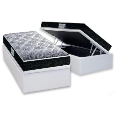 Imagem de Cama Box Baú Solteiro: Colchão D33Prodormir Tech1500 Double Face + Base Crc Courano White