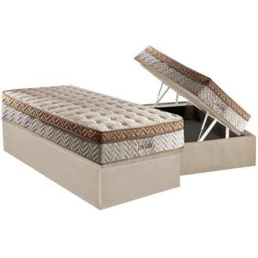 Imagem de Cama Box Baú Solteiro: Colchão Paropas Masterpocket Eco Linho + Base Crc Suede Clean(88x188)