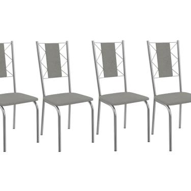 Imagem de Kit 4 Cadeiras Para Sala De Jantar De Metal Lisboa Cromado/cinza