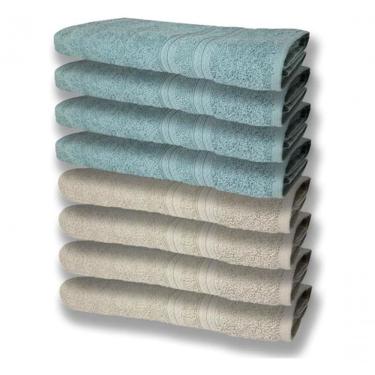 Imagem de 8 Toalhas Grande Felpudas E Grossa 80x150 4 Bege 4 Verde
