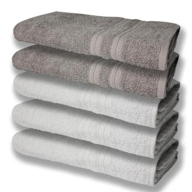Imagem de 5 Toalhas Super Felpudas Grande E Grossa Algodão 80x150 Itália Soft Beka - Branco/cinza
