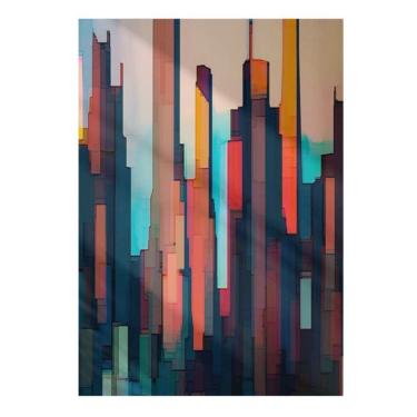 Imagem de Quadro Decorativo Abstrato-cidade Elegante Com Céu Colorido