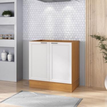 Imagem de Balcão 2 Portas 80cm Sem Tampo Soho Cabecasa Madeiramadeira Freijó-branco