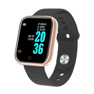 Imagem de Relógio Smart Fitness D20/y68 Rosê Gold Pulseira Preta Bluetooth Monitor De Saúde Para Mulheres
