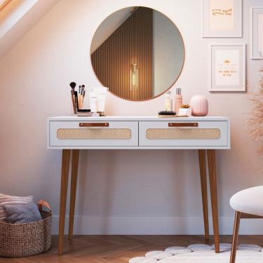 Imagem de Penteadeira 1 Gaveta Retrô 100cm X 53,6cm X 77cm Branco