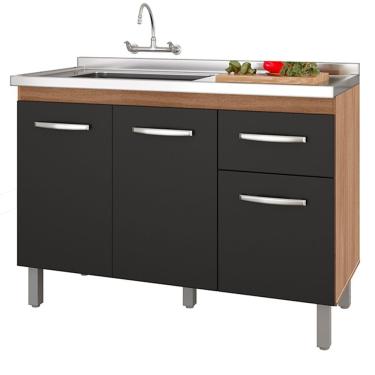 Imagem de Balcao Para Pia Sem Tampo Anita 120 Cm Savana Preto Mobbs