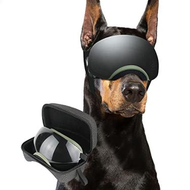 Imagem de Enjoying Óculos de sol para cães de raça grande com lentes substituíveis, prateado/preto, óculos de sol intercambiáveis para cães médios e grandes, proteção ocular UV de verão, óculos de neve para