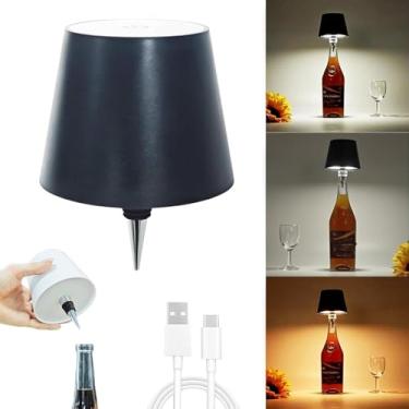 Imagem de Geojec Lâmpada de garrafa sem fio, lâmpada portátil de LED sem fio com 3 modos de luz, cabeça de luz recarregável, luminária de mesa sensível ao toque para quarto, lâmpadas de decoração, presentes de
