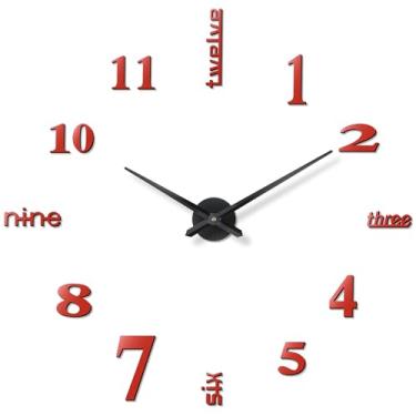 Imagem de DaLianLian Relógio de parede DIY grande Morden Relógio 3D sem moldura, marcadores de tempo de efeito espelhado, ponteiros de metal, movimento de quartzo silencioso, decoração de parede para casa, sala