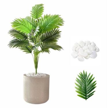 Imagem de Planta Palmeira Artificial + Vaso Bojo com Pedra Decoração - Flor Imp