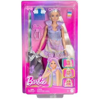 Imagem de Barbie Fashion Boneca Loira Penteado Colorido Mattel JCT72