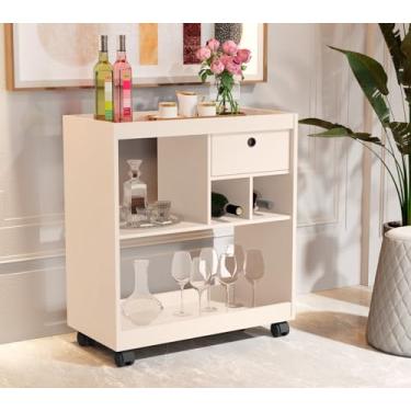 Imagem de Aparador Bar Buffet Para Sala Com Adega E Rodízios 4000 - Loja Inova BR (Perola)