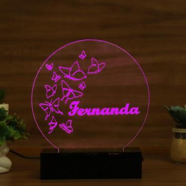 Imagem de Luminária Abajur Borboletas Voando LED Rosa - Bold