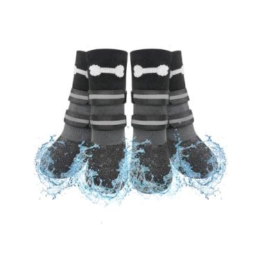 Imagem de SCENEREAL Botas antiderrapantes para cães, sapatos de cachorro para pavimento quente/frio, botas de cachorro impermeáveis para piso de madeira, protetores de pata de chuva para cães idosos pequenos