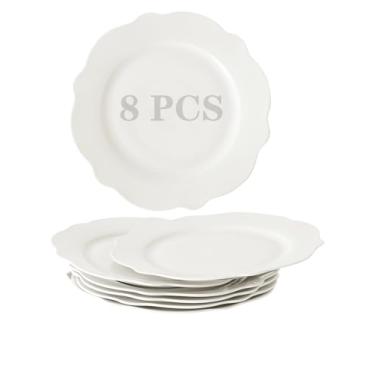 Imagem de OMAYKEY Pratos de jantar de 26 cm, conjunto de pratos de cerâmica, pratos modernos para servir salada para bifes, patas, pizza, máquina de lavar louça, micro-ondas, seguro para forno, resistente a