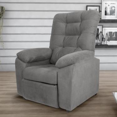 Imagem de Poltrona Reclinável Almofadada Luka Veludo Light Cinza
