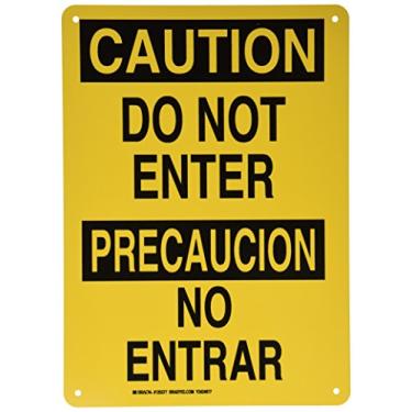 Imagem de Brady Placa bilíngue 125377, legenda "Do Not Enter/No Entrar", 35,5 cm de altura, 25,4 cm de largura, preto em amarelo