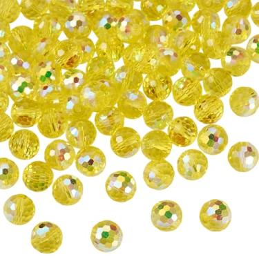 Imagem de Spritewelry Contas de vidro douradas para fabricação de joias, 80 peças, contas de cristal redondas facetadas de 10 mm, cor AB, contas de vidro banhadas a granel para colar e pulseira