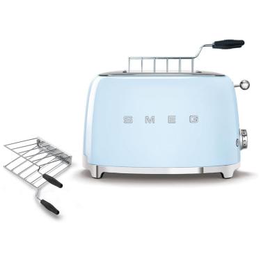 Imagem de Combo Torradeira SMEG 2 Fatias com Suporte para Sanduíches, Azul Pastel