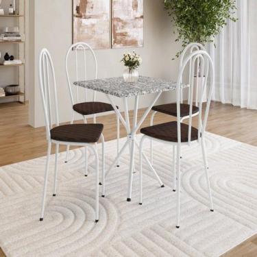 Imagem de Conjunto sala de Jantar Mesa Quadrada 70cm Tampo Granito com 4 Cadeira