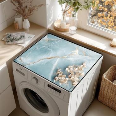 Imagem de AOHMPT Tapete antiderrapante para lavadora e secadora – Almofada protetora à prova de poeira com vários designs de padrões para decoração de lavanderia e cozinha, universal 60 x 50 cm