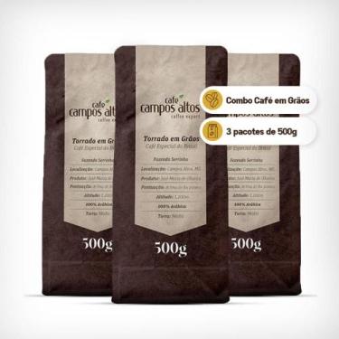 Imagem de Kit 3 Pacotes de 500g Grãos Torrados 100% Arábica - Café Especial Camp