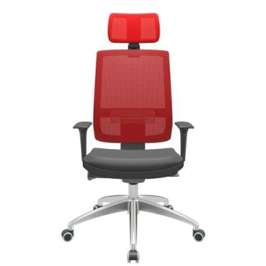 Imagem de Cadeira Office Brizza Tela Vermelha Com Encosto Assento Facto Dunas Gr