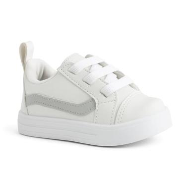 Imagem de Tênis sapatinho de Bebê e kids | Branco e cinza Casual Batizado e solado antiderrapante Unissex (Branco/cinza, BR, Bebê, Numérico, G, 20)