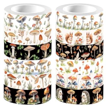 Imagem de CRASPIRE 12 estilos fita adesiva de cogumelo fita de diário 16,4 m esquilo ouriço fitas decorativas rolos para embrulho de presente para artesanato faça você mesmo, caderno de recortes, agenda