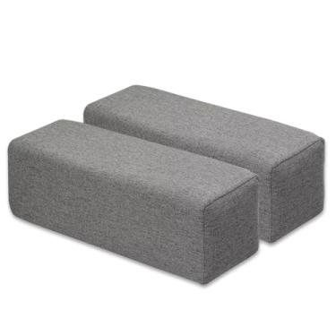 Imagem de NANGELRN Almofada de descanso de braço de sofá, almofada de descanso de braço de linho, almofada de apoio de braço de espuma de alta densidade, suporte de cotovelo retangular removível e lavável para