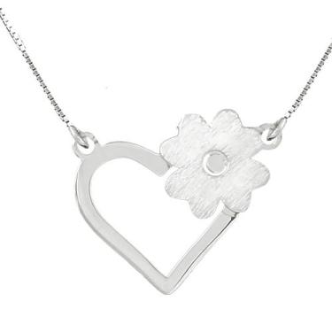 Imagem de Colar Coração Trevo Coleção Romântico em Prata 925 - Sam Joias