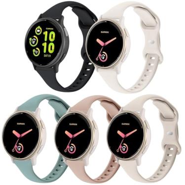 Imagem de TUCOMO Pacote com 5 pulseiras de relógio finas de silicone compatíveis com Garmin Vivoactive 6/5/3, pulseiras esportivas finas e estreitas de 20 mm para Garmin Venu 2 Plus/Venu SQ/Forerunner 55/165