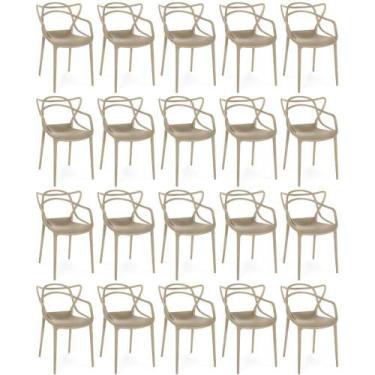 Imagem de Kit 20 Cadeiras de Jantar Allegra Prática Empilhável - Nude - Magazine