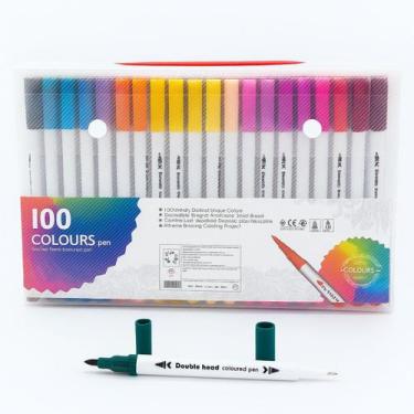 Imagem de Kit Caneta 2 em 1 Brush Lettering e Ponta Fina Dual Pen Canetinha Colo