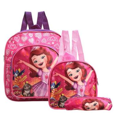 Imagem de Mochila Escola Pequena Princesa Sofia Costa Lancheira+Estojo - Toys 2U