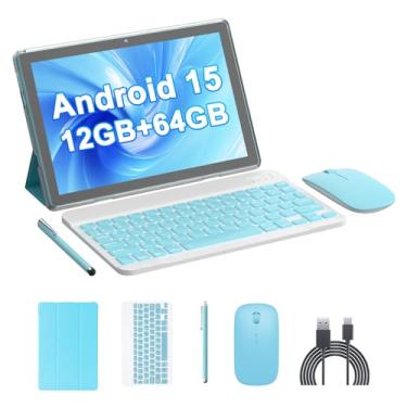 Imagem de HOTTABLET Kit de tablet Android 15 de 10 polegadas com capa/caneta, 12 (4 + 8 expansões) GB de RAM + 64 GB de ROM, câmera dupla de 2 + 8 MP, bateria de 6000 mAh (tablet + estojo + caneta stylus +