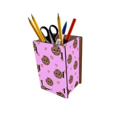 Imagem de Porta Lápis e Canetas Biscoito Cookee Rosa kawaii - PoloCat Acessórios