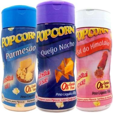 Imagem de Combo 3 Temperos Pipoca Popcorn Parmesão, Queijo Nacho E Sal - Flavore
