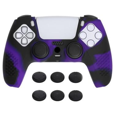 Imagem de eXtremeRate Capa De Silicone Antiderrapante Playvital 3D Studded Edition Para Controle Ps5, Protetora Borracha Macia Sem Fio Com Capas Apoio Polegar - Roxo E Preto