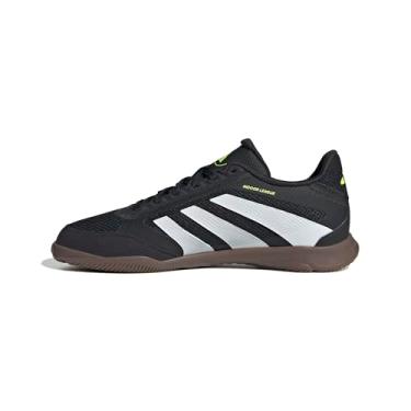 Imagem de adidas Tênis infantil unissex League Predator Indoor, preto/branco/limão lúcido, 12 Little Kid
