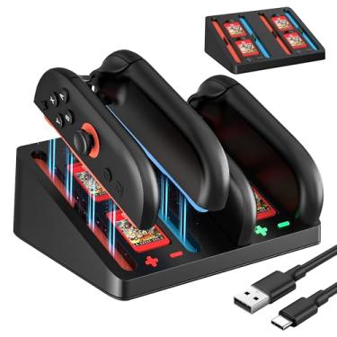 Imagem de RHOTALL Charging Dock for Nintendo Switch 2 joycons, Charger Station Compatible with Switch 2 Controllers, Charges to 4 joycon Controller, LED Indication and USB Type-C Charger Cable