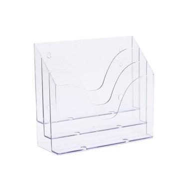 Imagem de Organizador Triplo Office Mesa Porta Objeto Documento Suporte Monitor Vertical ou Horizontal Cristal