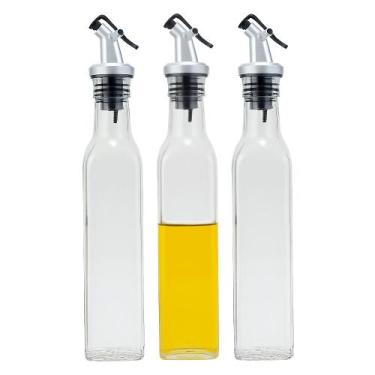 Imagem de Kit 3 Galheteiro de Vidro Garrafa Porta Azeite 250ml Mesa com Bico Dos
