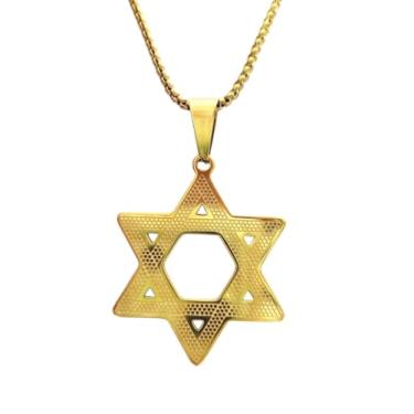 Imagem de Corrente com Pingente Estrela de Davi Fé Em Aço Inox