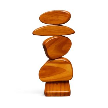 Imagem de Escultura Decorativa De Estante Formas Orgânicas Abstratas Em Madeira Pinus Com Suporte Cor:Pinus Com Perniz Mel;Tamanho