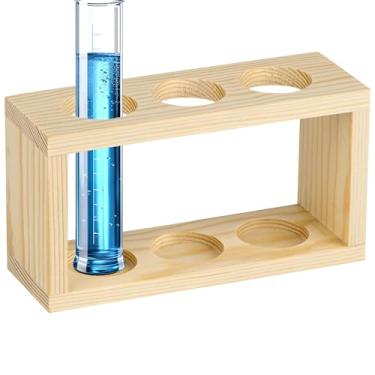 Imagem de SHIDOW Suporte de tubo de ensaio de madeira, suporte de tubo de teste de laboratório, suporte de tubo de centrífuga de madeira (14,2 * 5 * 7,8 cm)