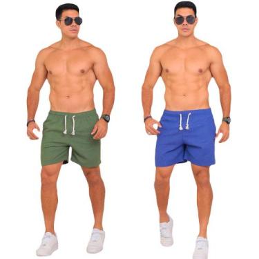 Imagem de Kit 2 Shorts Masculino Casual Linho Liso Confortável Leve - Obstinate,
