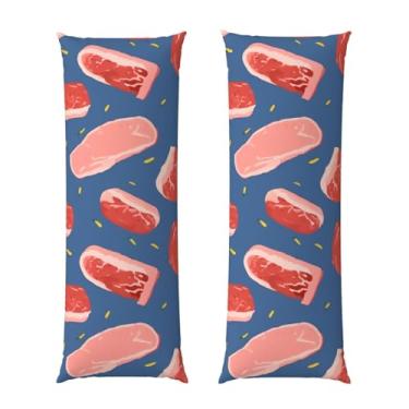 Imagem de Capa de travesseiro corporal com zíper oculto, fronha longa de microfibra macia e respirável para travesseiro corporal, capas de travesseiro padrão de fatias de carne para dormir, presente de cama